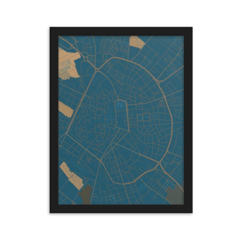 Poster da parete con cornice con mappa della città di Lecce