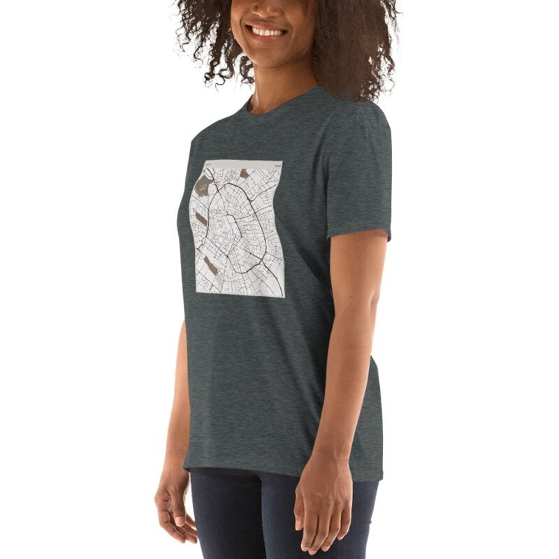 Maglietta unisex a maniche corte con stampa cartografica città di Lecce