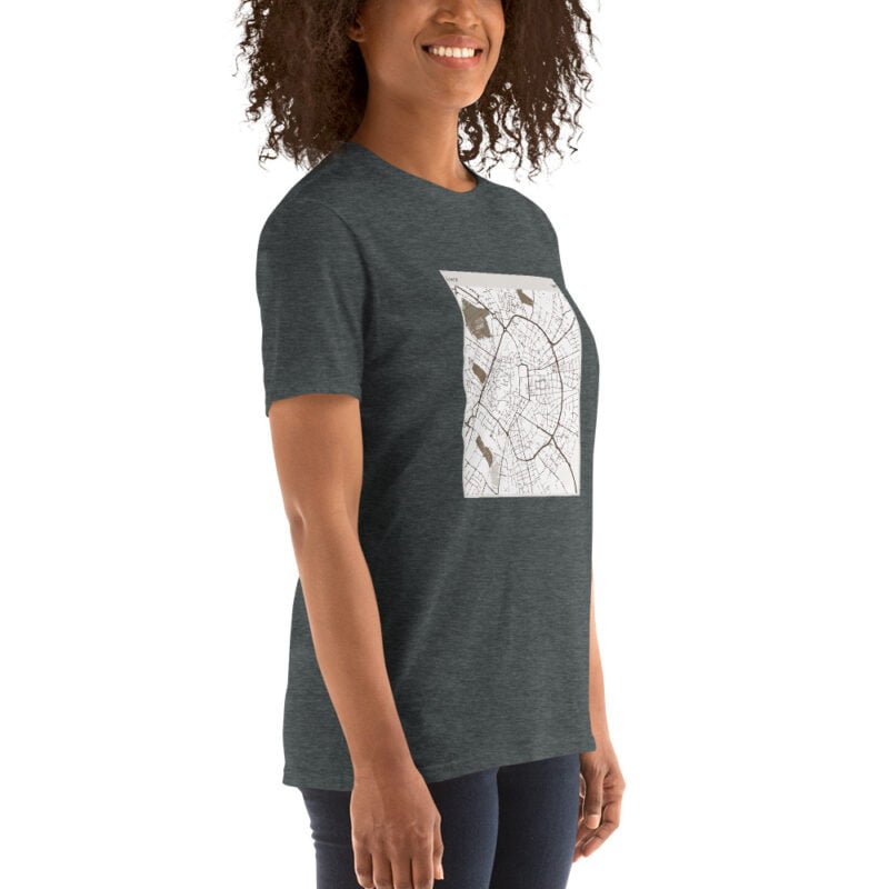 Maglietta unisex a maniche corte con stampa cartografica città di Lecce