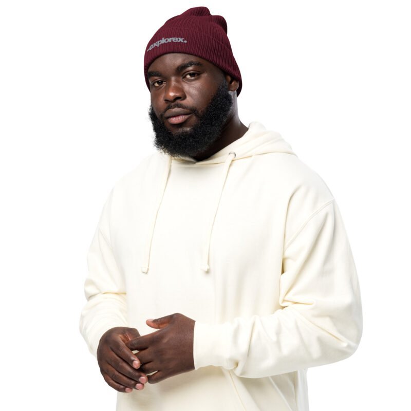 Berretto a coste in tessuto organico con logo Explorex