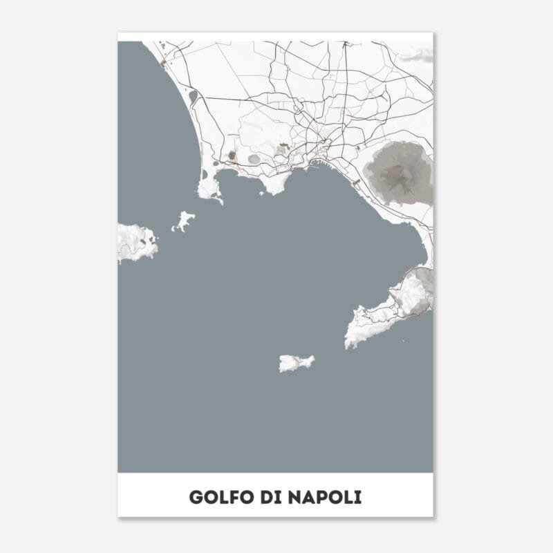 Poster classico in carta opaca con mappa del Golfo di Napoli Poster classico in carta opaca con mappa del Golfo di Napoli