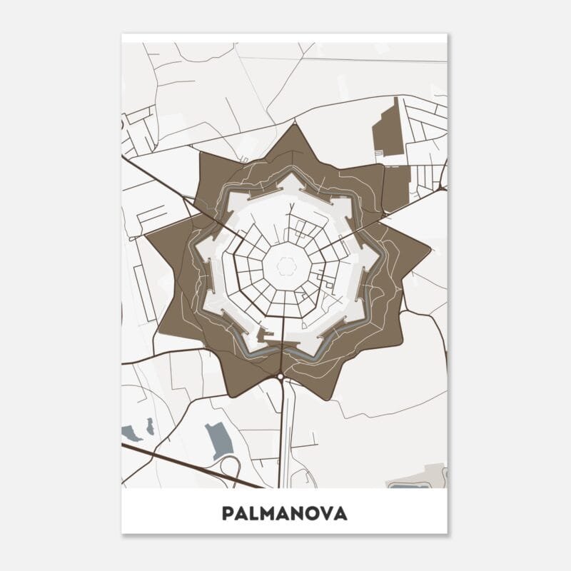 Poster classico in carta opaca con mappa della città di Palmanova Poster classico in carta opaca con mappa della città di Palmanova