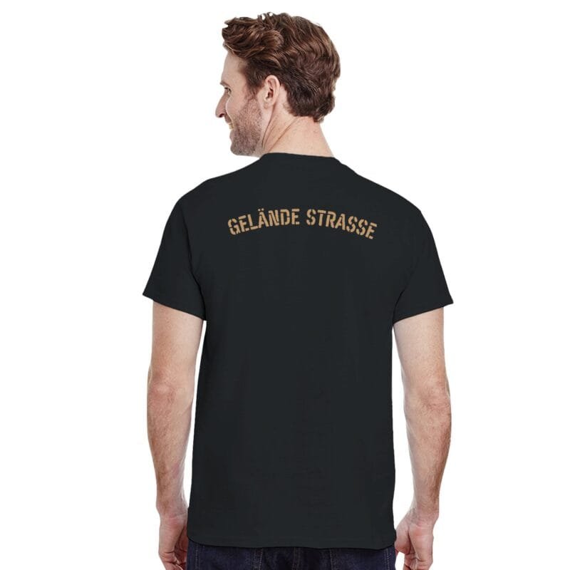 T-shirt girocollo nera con logo fronte e retro – Collezione Gelände Strasse