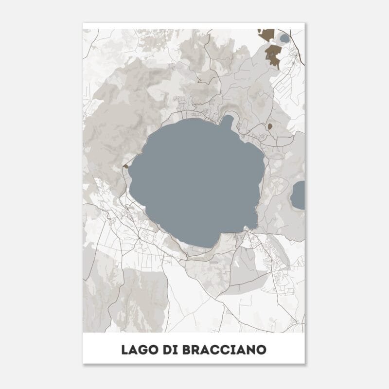 Poster classico in carta opaca con mappa del Lago di Bracciano