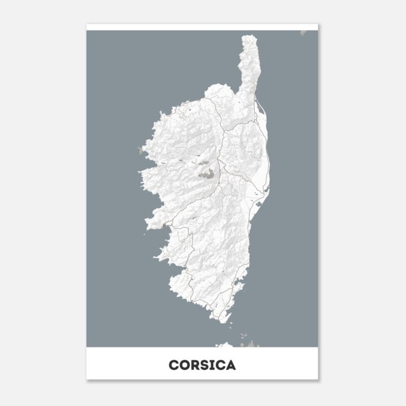 Poster classico in carta opaca con mappa della Corsica Poster classico in carta opaca con mappa della Corsica