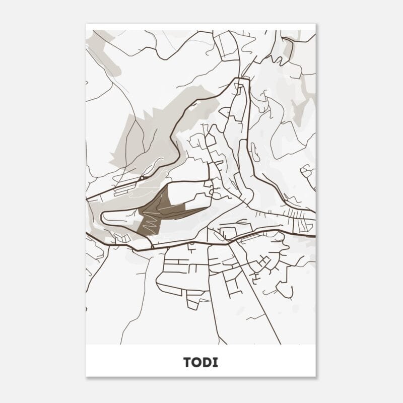 Poster classico in carta opaca con mappa della città di Todi Poster classico in carta opaca con mappa della città di Todi