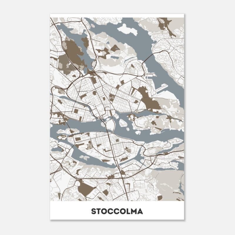 Poster classico in carta opaca con mappa della città di Stoccolma Poster classico in carta opaca con mappa della città di Stoccolma
