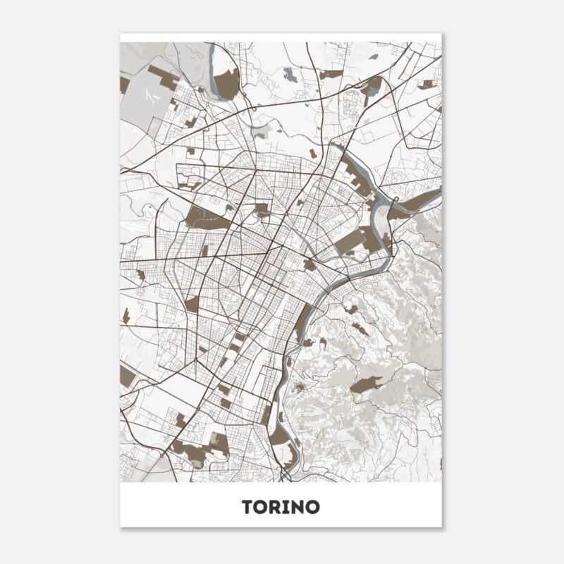 Poster classico in carta opaca con mappa della città di Torino Poster classico in carta opaca con mappa della città di Torino