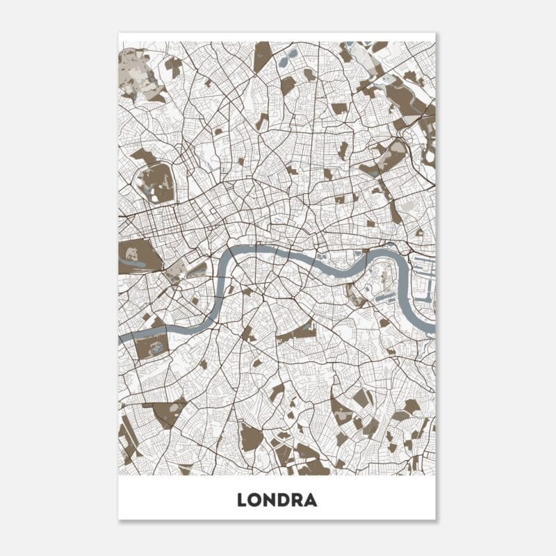 Poster classico in carta opaca con mappa della città di Londra Poster classico in carta opaca con mappa della città di Londra