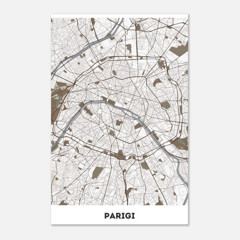 Poster classico in carta opaca con mappa della città di Parigi Poster classico in carta opaca con mappa della città di Parigi