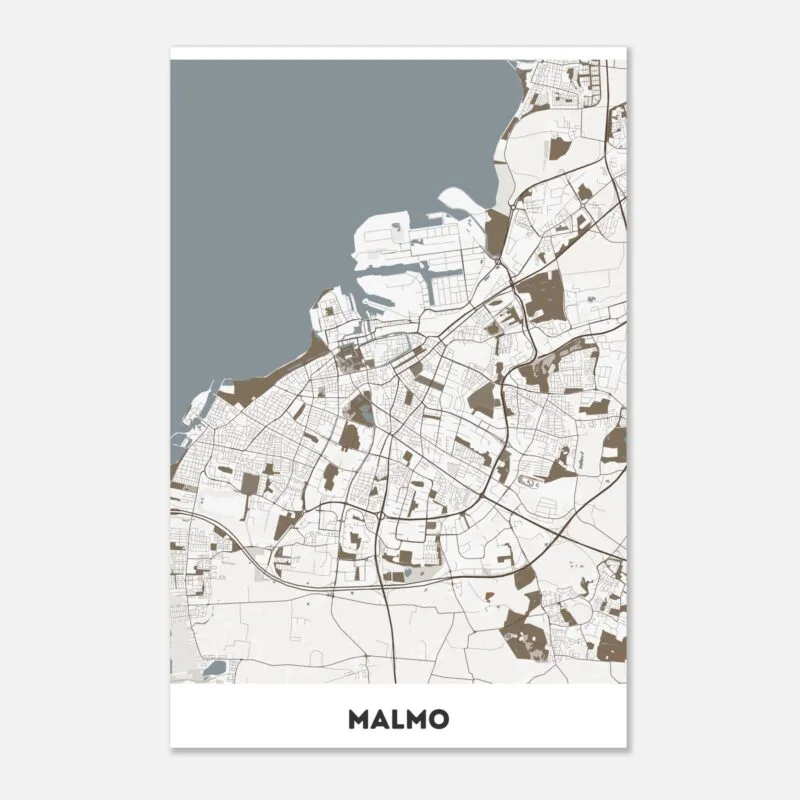 Poster classico in carta opaca con mappa della città di Malmo Poster classico in carta opaca con mappa della città di Malmo