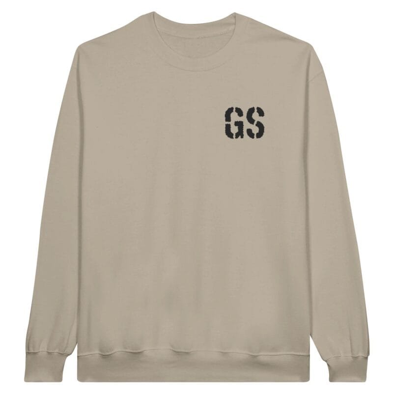 Felpa girocollo color sabbia con logo fronte e retro – Collezione Gelände Strasse