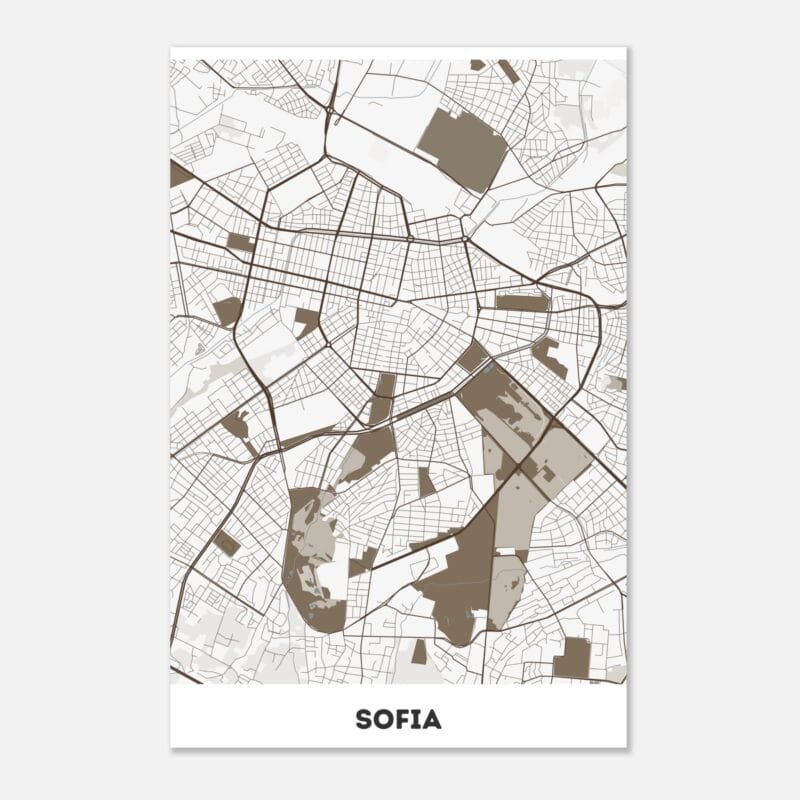 Poster classico in carta opaca con mappa della città di Sofia Poster classico in carta opaca con mappa della città di Sofia
