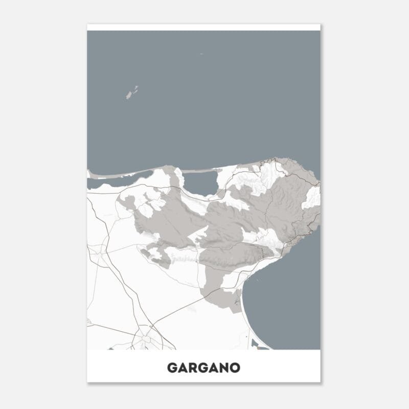 Poster classico in carta opaca con mappa del Gargano Poster classico in carta opaca con mappa del Gargano