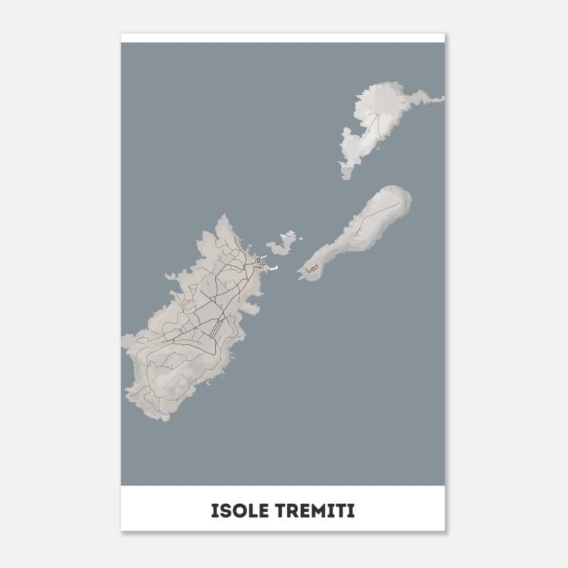 Poster classico in carta opaca con mappa delle Isole Tremiti