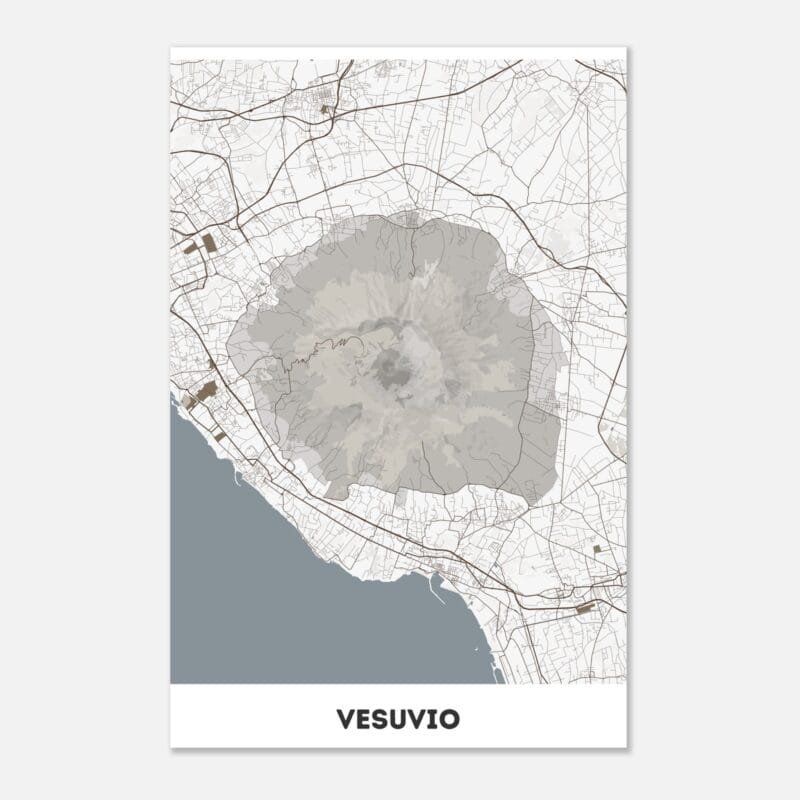 Poster classico in carta opaca con mappa della Vesuvio Poster classico in carta opaca con mappa della Vesuvio
