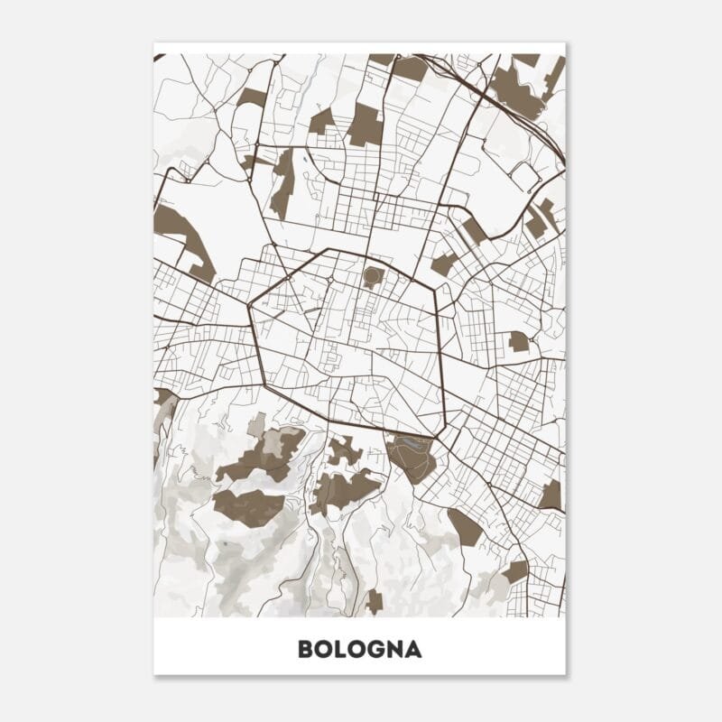 Poster classico in carta opaca con mappa della città di Bologna Poster classico in carta opaca con mappa della città di Bologna