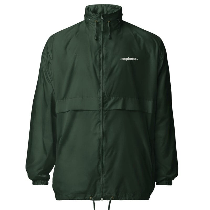 Giacca a vento unisex verde con logo Explorex