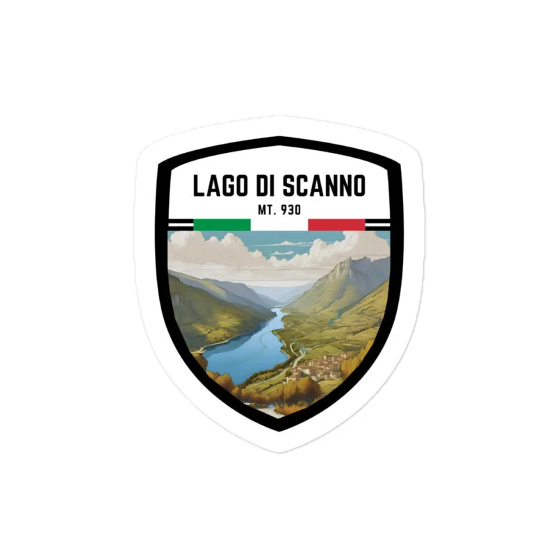 Adesivo Lago di Scanno 10x10cm – Sticker in Vinile Resistente con Applicazione Senza Bolle | Perfetto Ricordo per Viaggiatori e Amanti della Natura
