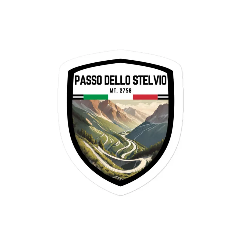 Adesivo Passo dello Stelvio 10x10cm – Sticker Vinile Resistente per Amanti delle Montagne e dell’Avventura
