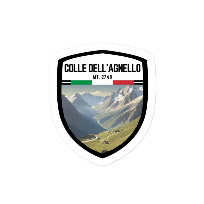 Adesivo Colle dell’Agnello 10x10cm – Sticker in Vinile Resistente per Amanti delle Montagne e delle Avventure