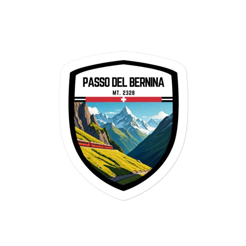 Adesivo Passo del Bernina 10x10 cm - Sticker da Viaggio Ricordo per Motociclisti e Viaggiatori