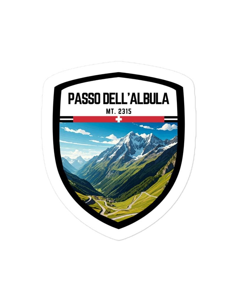 Adesivo Passo dell'Albula 10x10 cm - Sticker da Viaggio Ricordo per Motociclisti e Viaggiatori