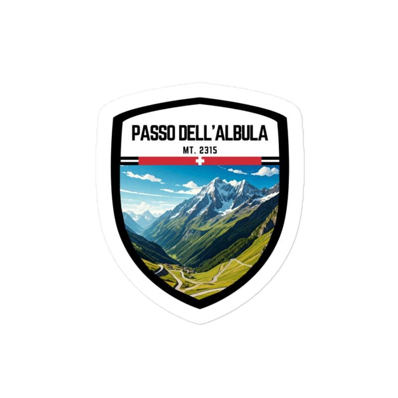 Adesivo Passo dell'Albula 10x10 cm - Sticker da Viaggio Ricordo per Motociclisti e Viaggiatori