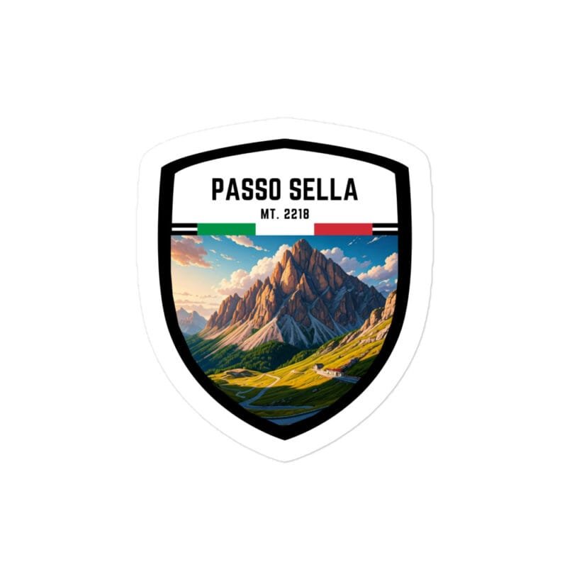 Adesivo Passo Sella 10x10 cm - Sticker da Viaggio Ricordo per Motociclisti e Viaggiatori