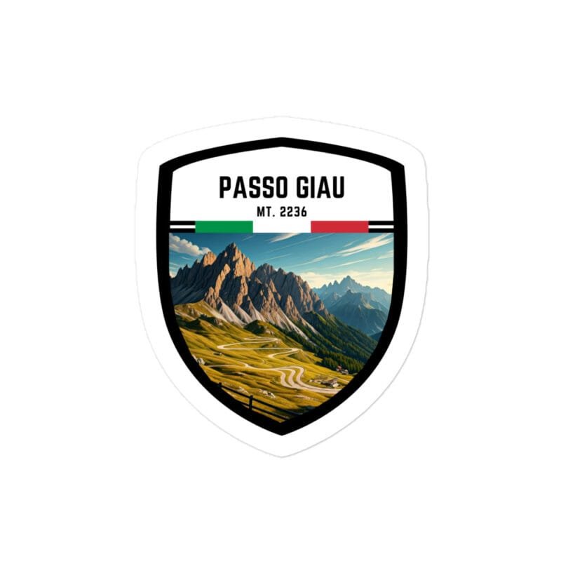Adesivo Passo Giau 10x10 cm - Sticker da Viaggio Ricordo per Motociclisti e Viaggiatori