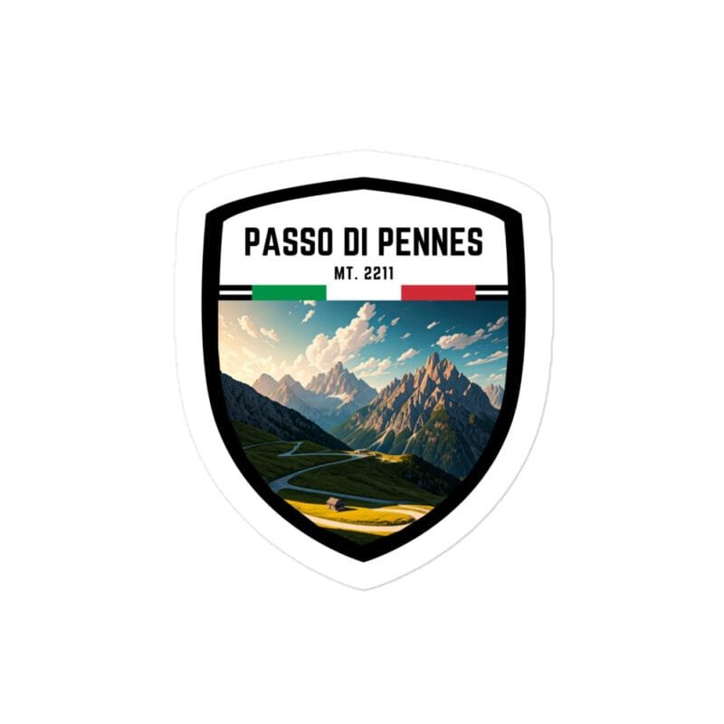 Adesivo Passo di Pennes 10x10 cm - Sticker da Viaggio Ricordo per Motociclisti e Viaggiatori