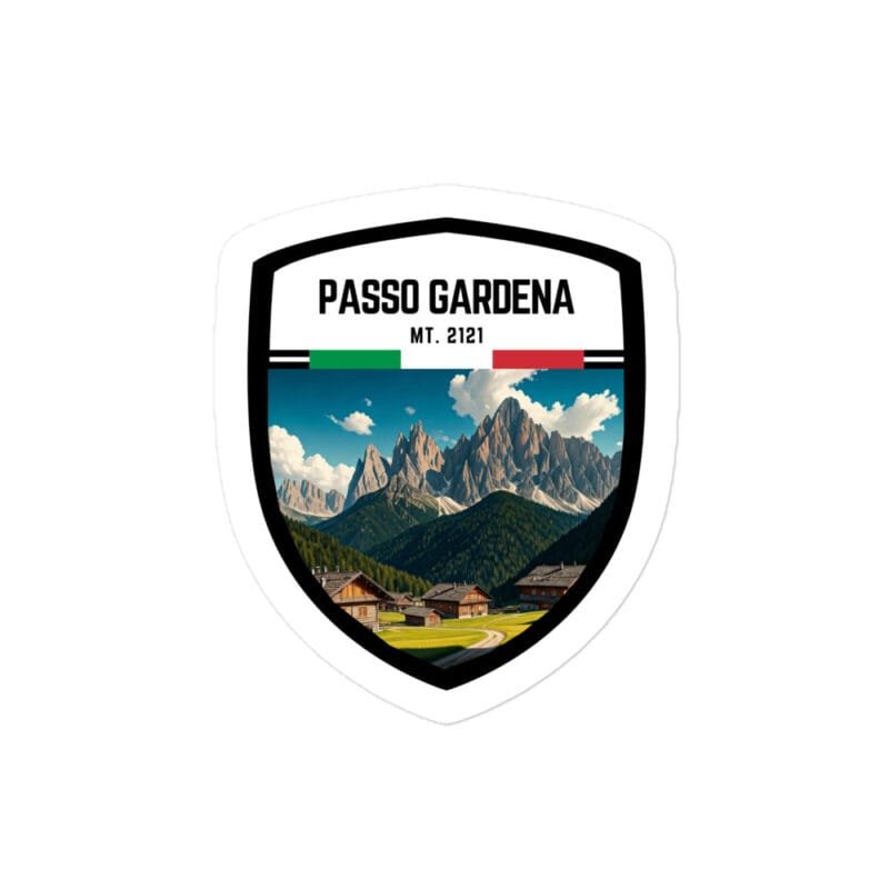 Adesivo Passo Gardena 10x10 cm - Sticker da Viaggio Ricordo per Motociclisti e Viaggiatori