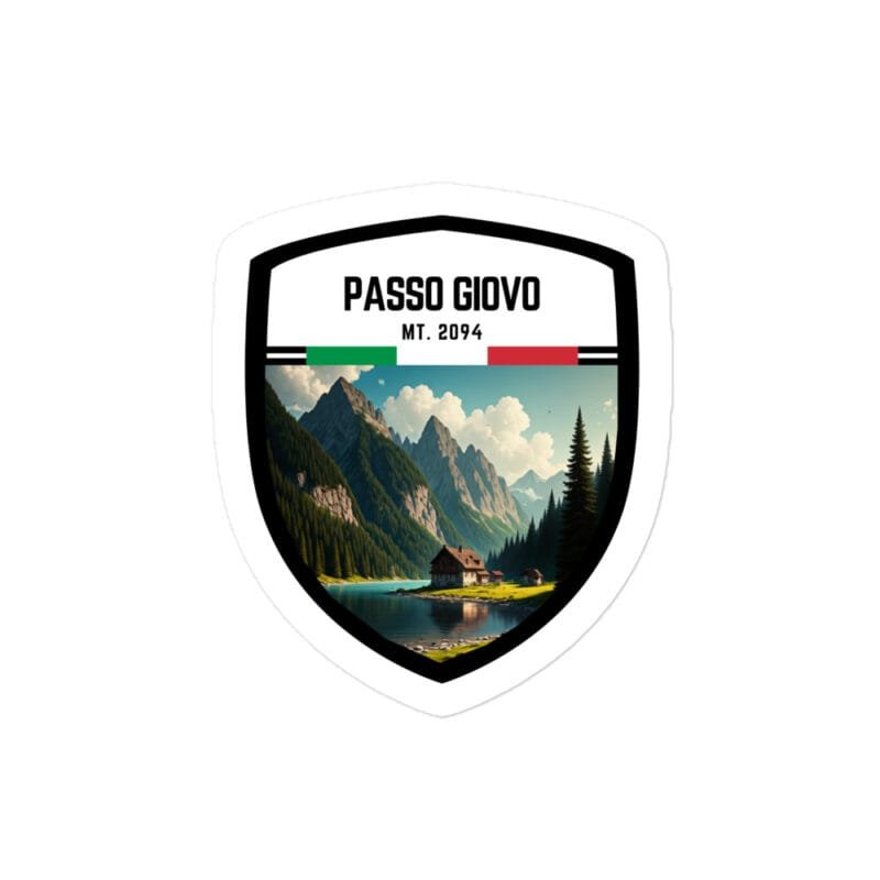 Adesivo Passo Giovo 10x10 cm - Sticker da Viaggio Ricordo per Motociclisti e Viaggiatori