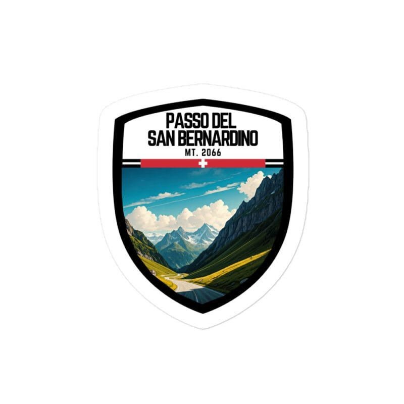 Adesivo Passo del San Bernardino 10x10 cm - Sticker da Viaggio Ricordo per Motociclisti e Viaggiatori