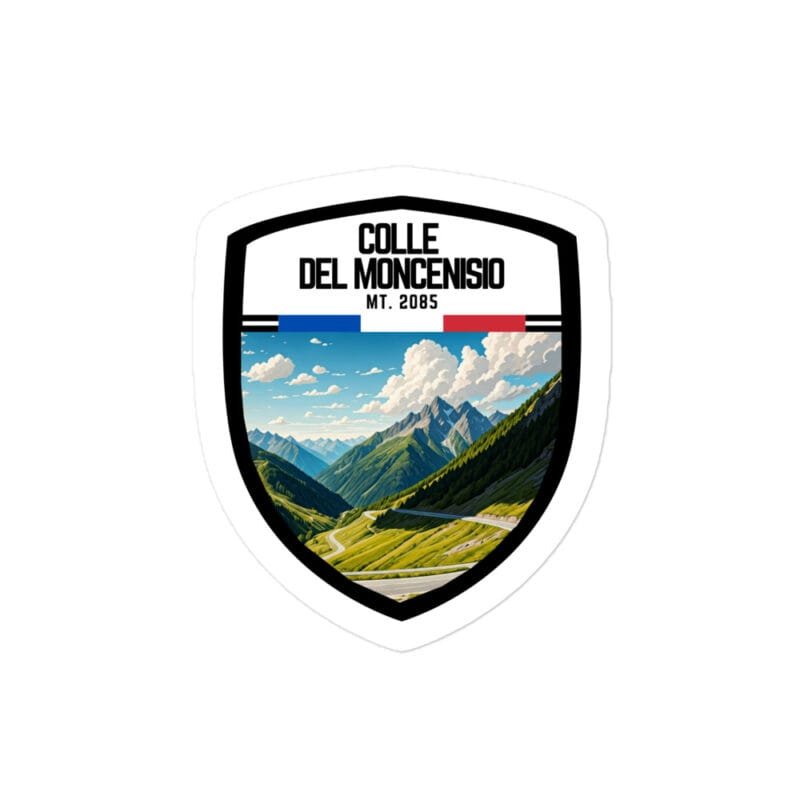 Adesivo Colle del Moncenisio 10x10 cm - Sticker da Viaggio Ricordo per Motociclisti e Viaggiatori