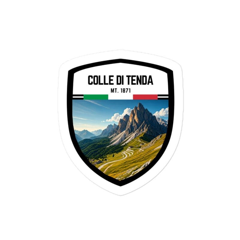 Adesivo Colle di Tenda 10x10 cm - Sticker da Viaggio Ricordo per Motociclisti e Viaggiatori