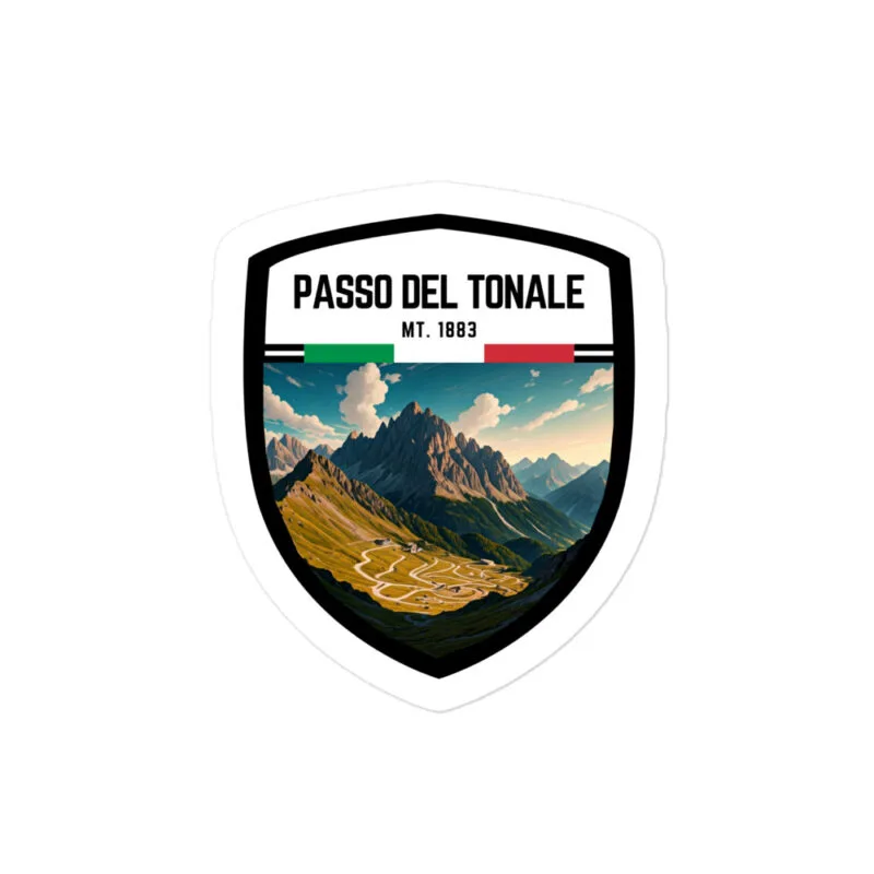 Adesivo Passo del Tonale 10×10 cm – Sticker da Viaggio Ricordo per Motociclisti e Viaggiatori