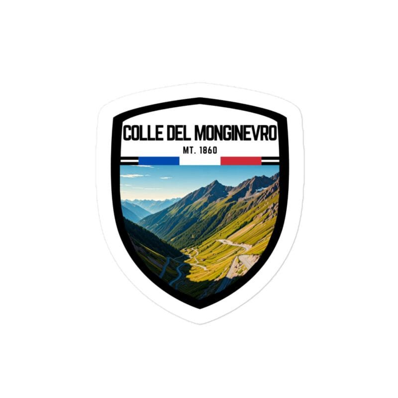 Adesivo Colle del Monginevro 10x10 cm - Sticker da Viaggio Ricordo per Motociclisti e Viaggiatori