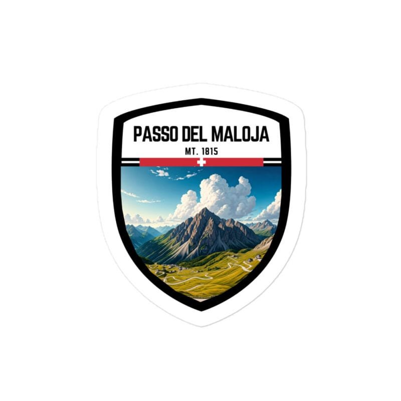 Adesivo Passo del Maloja 10x10 cm - Sticker da Viaggio Ricordo per Motociclisti e Viaggiatori