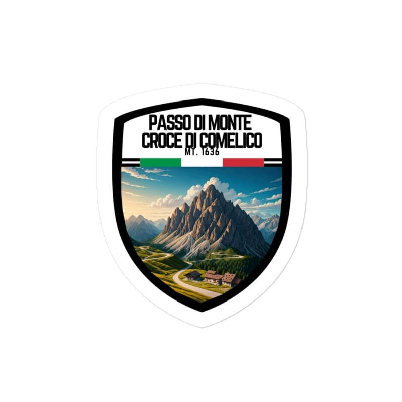 Adesivo Passo di Monte Croce di Comelico 10x10 cm - Sticker da Viaggio Ricordo per Motociclisti e Viaggiatori