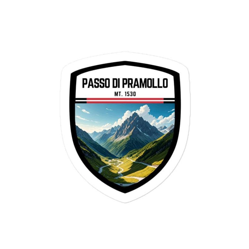 Adesivo Passo di Pramollo 10x10 cm - Sticker da Viaggio Ricordo per Motociclisti e Viaggiatori