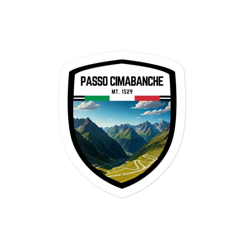 Adesivo Passo Cimabanche 10x10 cm - Sticker da Viaggio Ricordo per Motociclisti e Viaggiatori