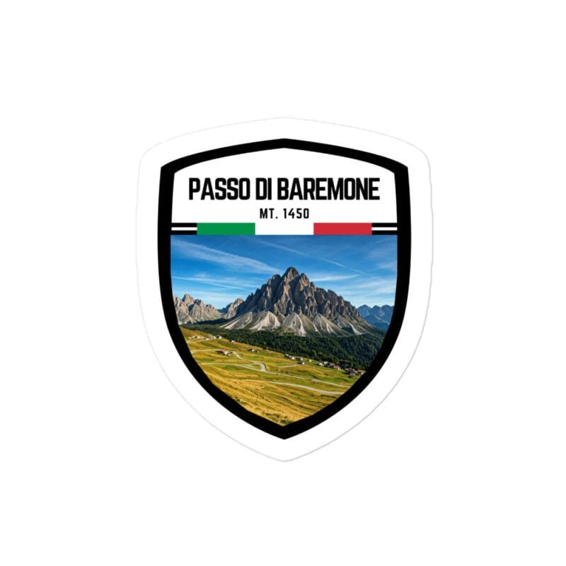 Adesivo Passo di Baremone 10x10 cm - Sticker da Viaggio Ricordo per Motociclisti e Viaggiatori