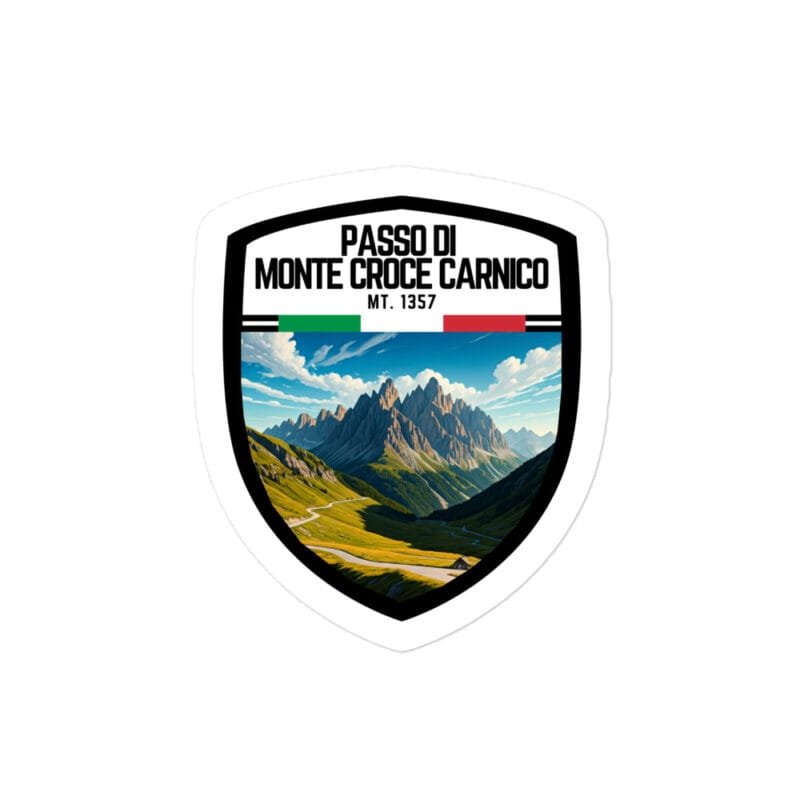 Adesivo Passo di Monte Croce Carnico 10x10 cm - Sticker da Viaggio Ricordo per Motociclisti e Viaggiatori
