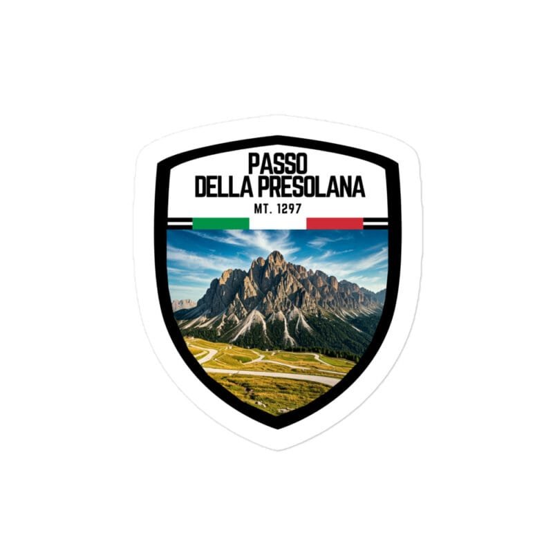 Adesivo Passo della Presolana 10x10 cm - Sticker da Viaggio Ricordo per Motociclisti e Viaggiatori