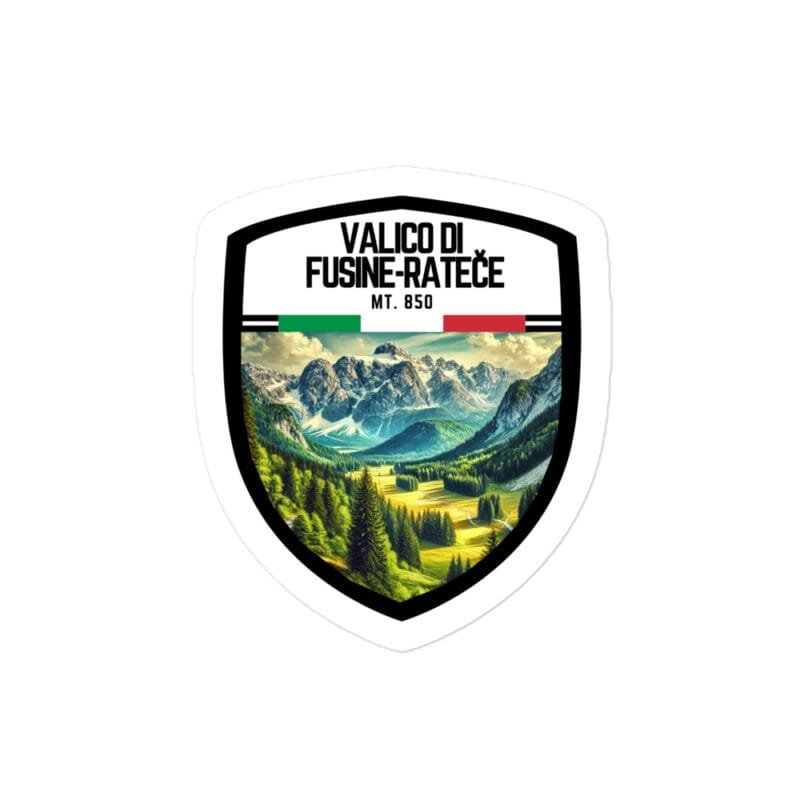 Adesivo Valico di Fusine-Rateče 10x10 cm - Sticker da Viaggio Ricordo per Motociclisti e Viaggiatori