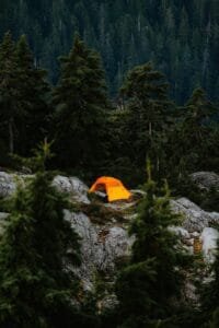 tent on top of a mountain