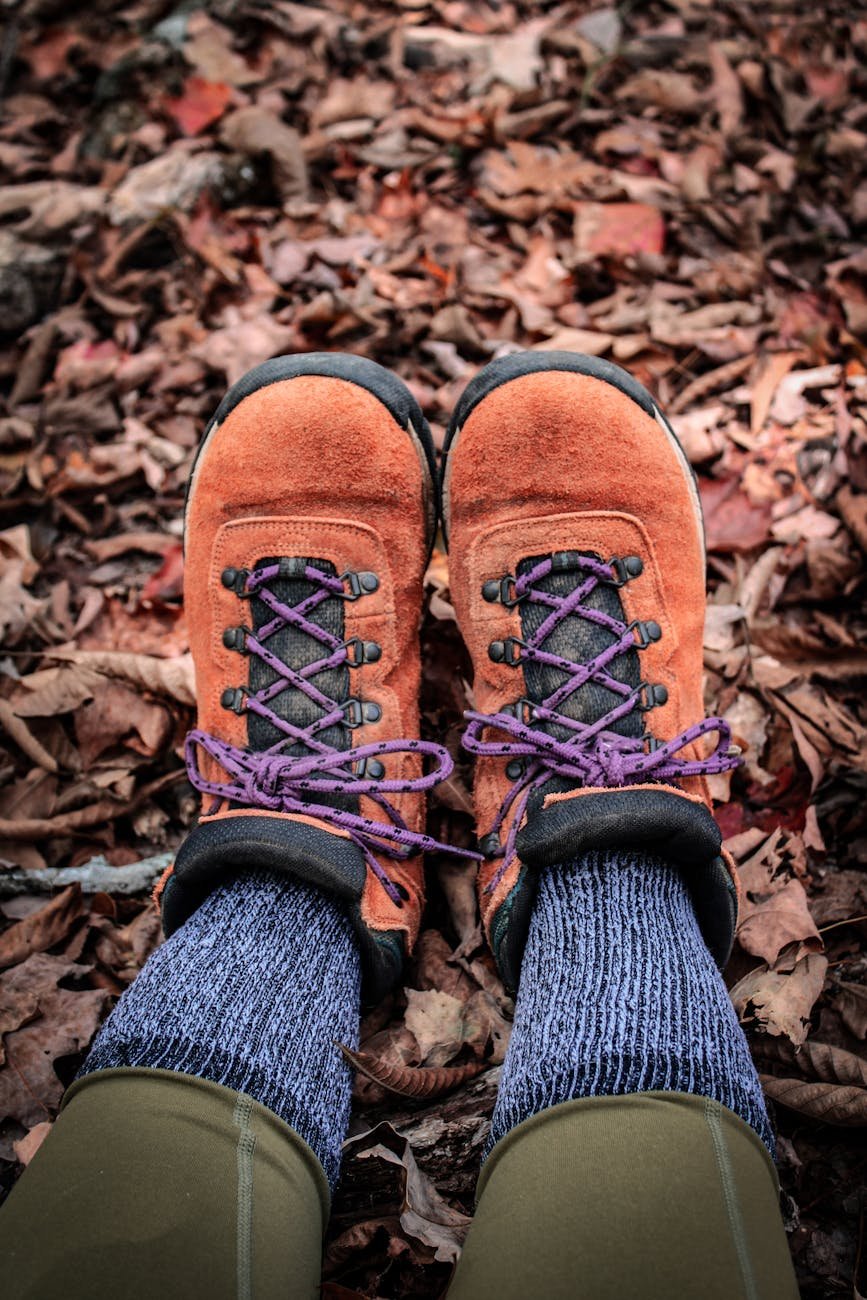 autumn hiking adventure with sturdy boots